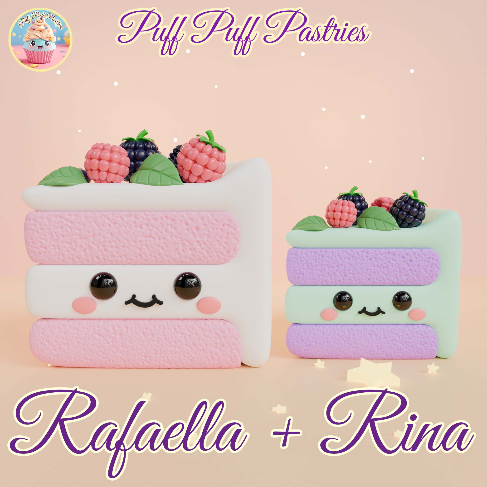 Kawaii Triangle cake Rafaela and Rina